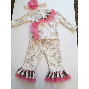 Haute Baby 6-9 month 2 piece outfit with headband